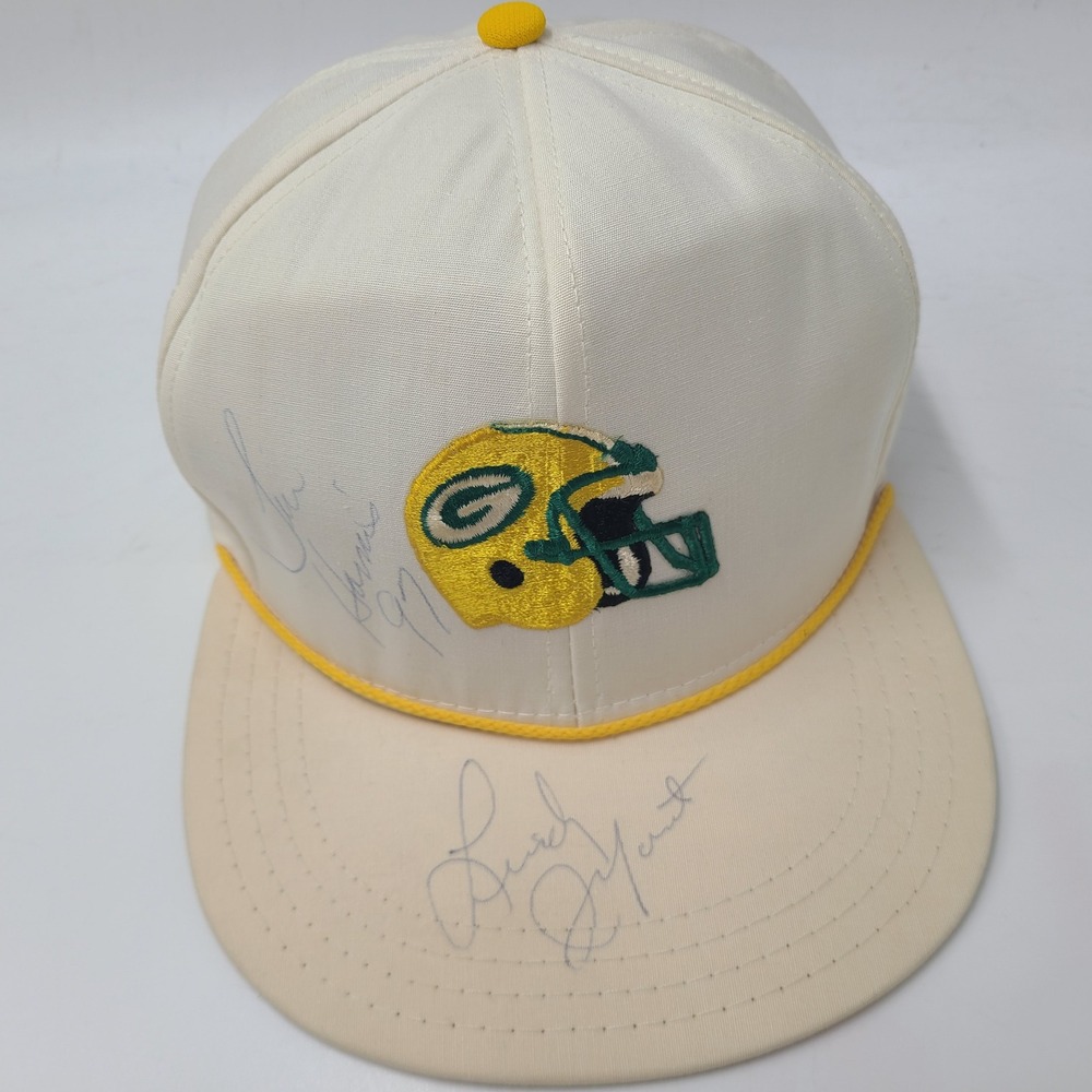 Vintage Green Bay Packers Hat Snapback AJD White Cream Yellow Rope NFL Football